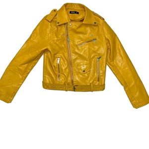 SOLD Womens Yellow leather Jacket Size Small- Used